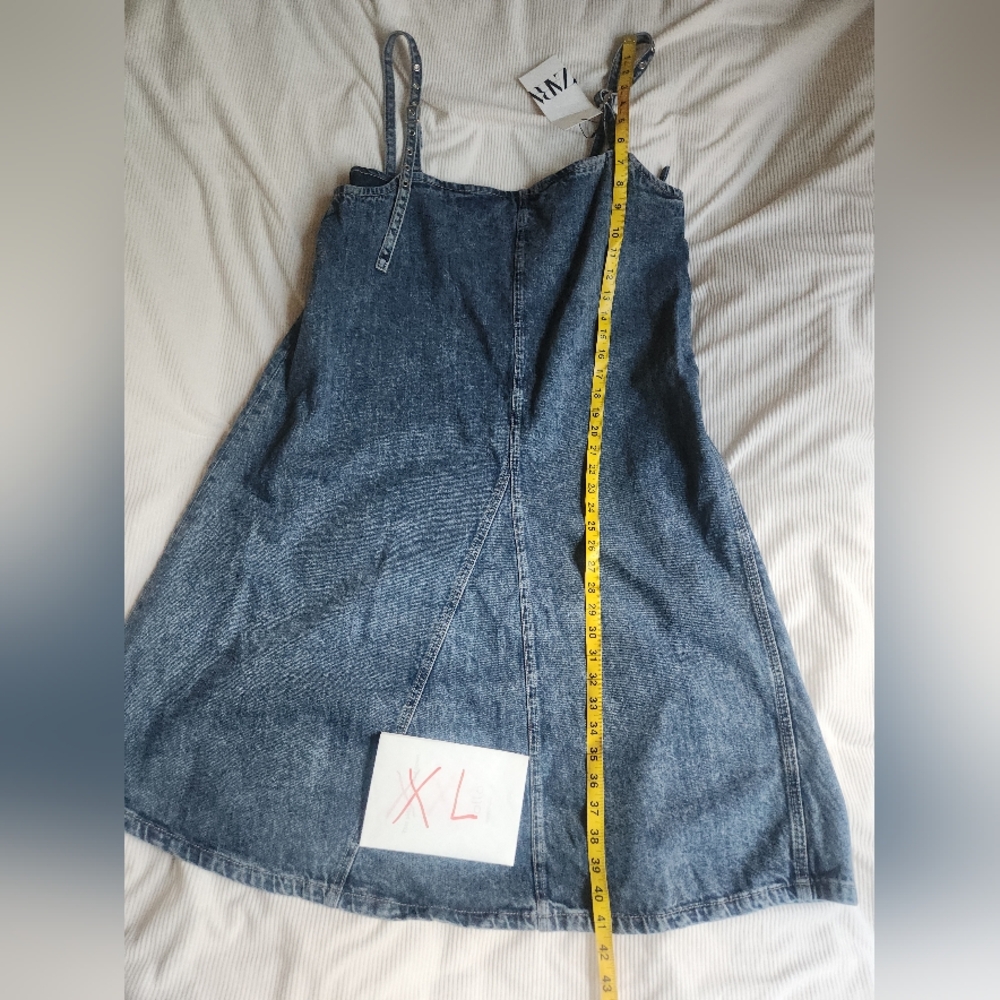 Zara Denim Trf Dress Blue Gray Ajustable Straps BNWT - Picture 8 of 13